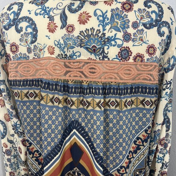 Vincente‎ Blouse Womens M Multi Paisley Beachy Resort Wear Boho Tunic - Picture 5 of 10